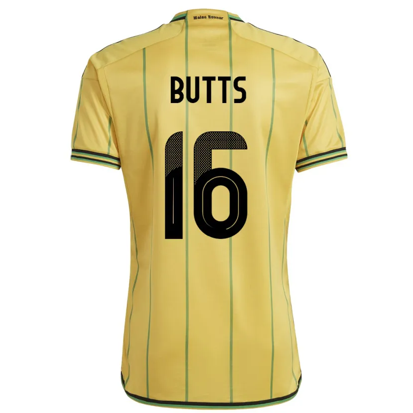 Danxen Herren Jamaika Njeri Butts #16 Gelb Heimtrikot Trikot 24-26 T-Shirt