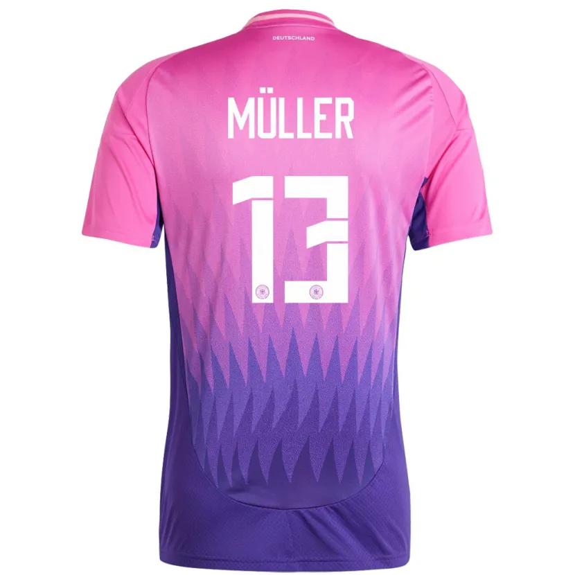 Danxen Herren Deutschland Thomas Muller #13 Pink Lila Auswärtstrikot Trikot 24-26 T-Shirt