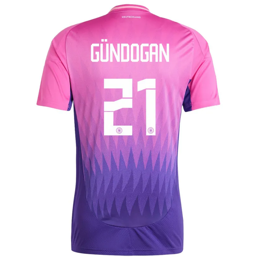 Danxen Herren Deutschland Ilkay Gundogan #21 Pink Lila Auswärtstrikot Trikot 24-26 T-Shirt
