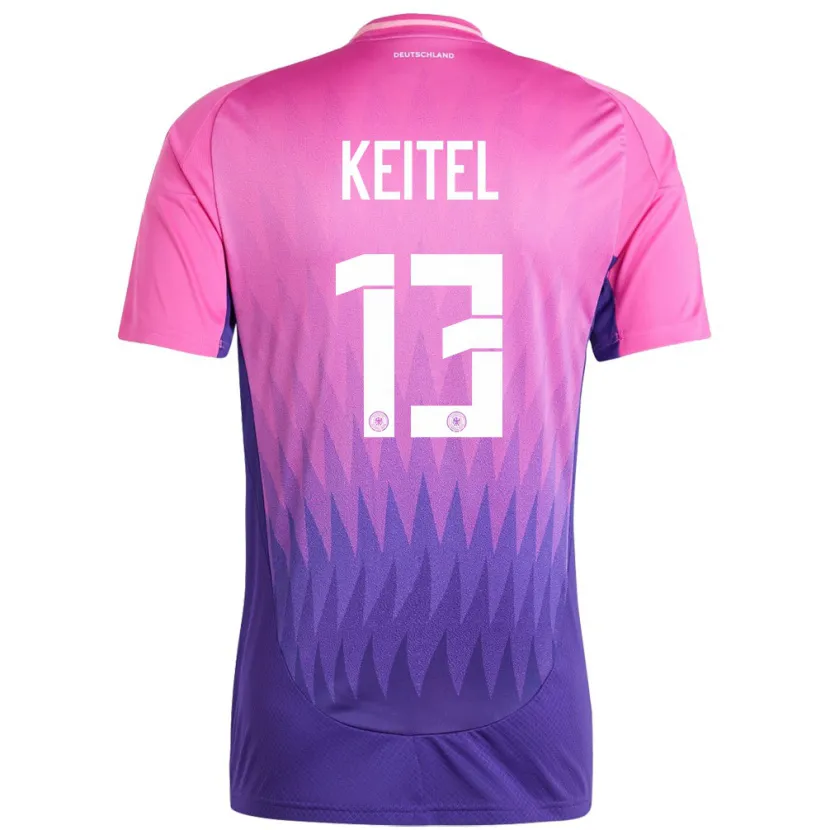 Danxen Herren Deutschland Yannik Keitel #13 Pink Lila Auswärtstrikot Trikot 24-26 T-Shirt