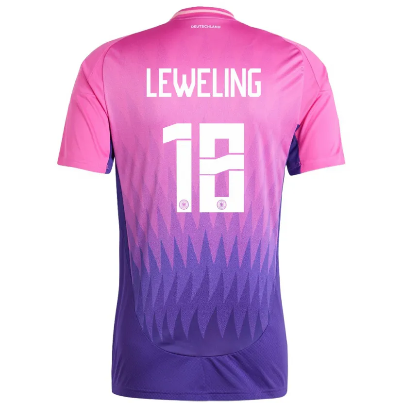 Danxen Herren Deutschland Jamie Leweling #18 Pink Lila Auswärtstrikot Trikot 24-26 T-Shirt