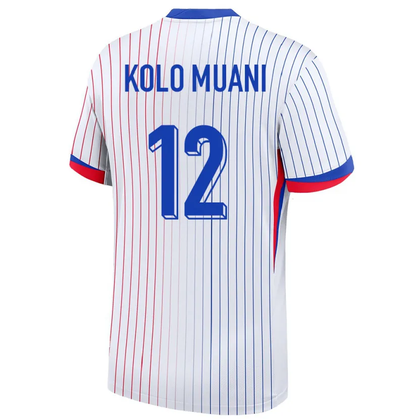 Danxen Herren Frankreich Randal Kolo Muani #12 Weiß Auswärtstrikot Trikot 24-26 T-Shirt