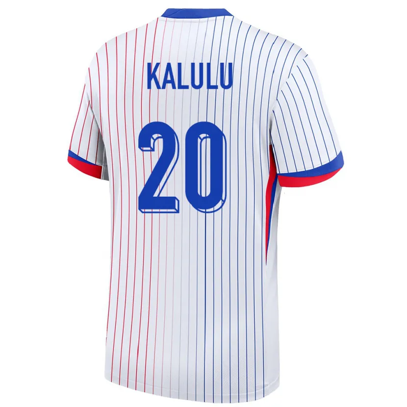 Danxen Herren Frankreich Pierre Kalulu #20 Weiß Auswärtstrikot Trikot 24-26 T-Shirt