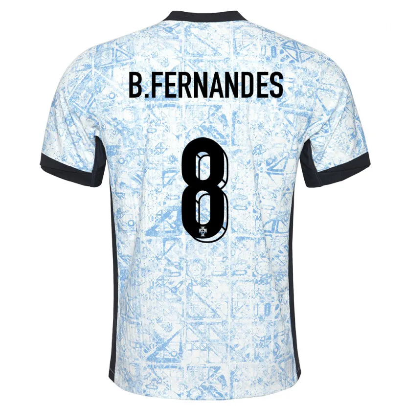 Danxen Herren Portugal Bruno Fernandes #8 Cremeblau Auswärtstrikot Trikot 24-26 T-Shirt