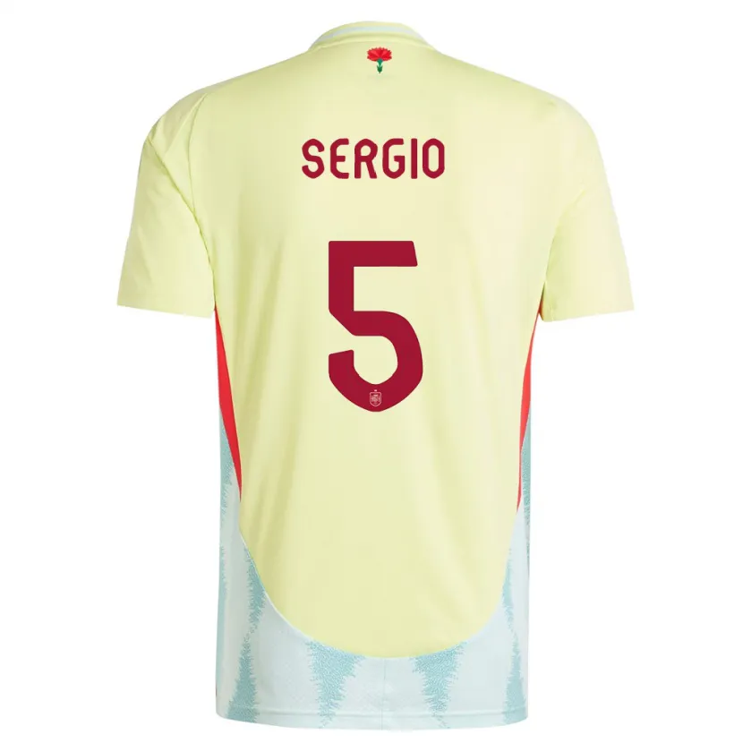 Danxen Herren Spanien Sergio Busquets #5 Gelb Auswärtstrikot Trikot 24-26 T-Shirt