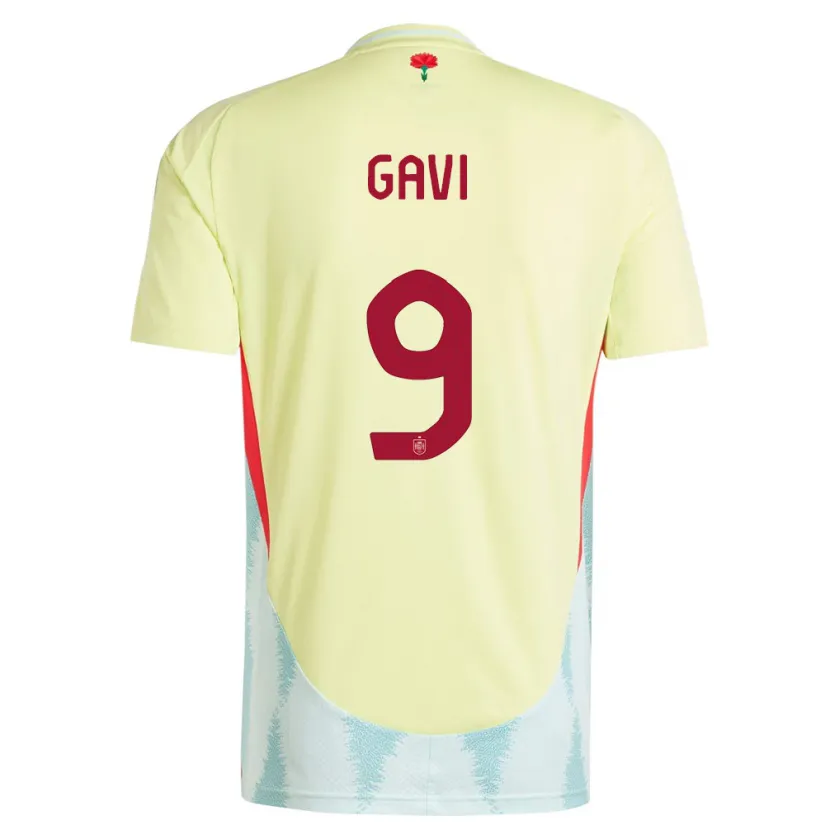 Danxen Herren Spanien Gavi #9 Gelb Auswärtstrikot Trikot 24-26 T-Shirt