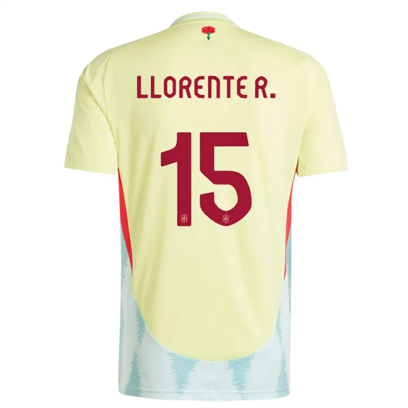 Danxen Herren Spanien Diego Llorente #15 Gelb Auswärtstrikot Trikot 24-26 T-Shirt