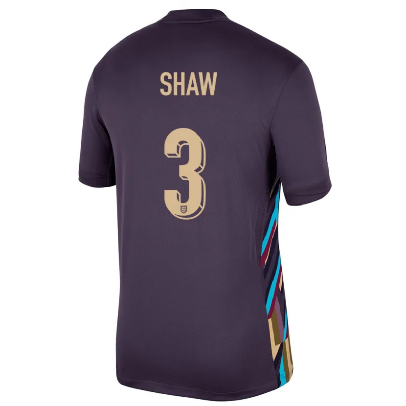 Danxen Herren England Luke Shaw #3 Dunkle Rosine Auswärtstrikot Trikot 24-26 T-Shirt