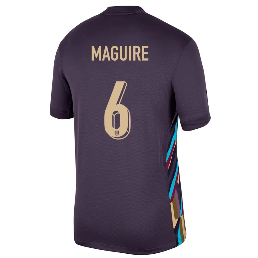 Danxen Herren England Harry Maguire #6 Dunkle Rosine Auswärtstrikot Trikot 24-26 T-Shirt