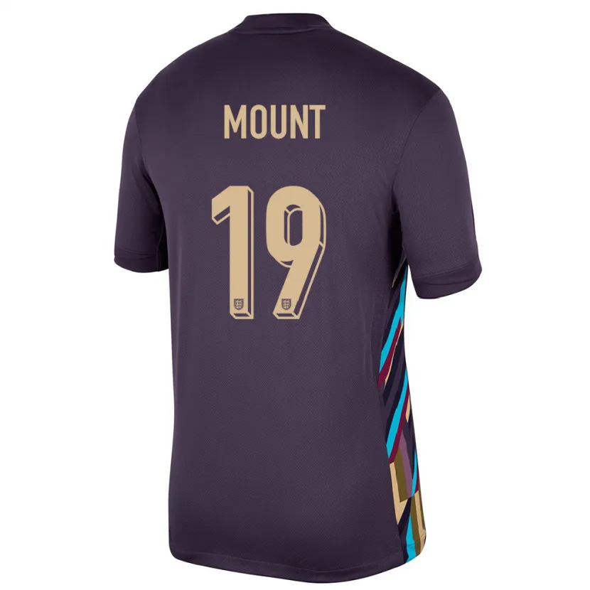 Danxen Herren England Mason Mount #19 Dunkle Rosine Auswärtstrikot Trikot 24-26 T-Shirt