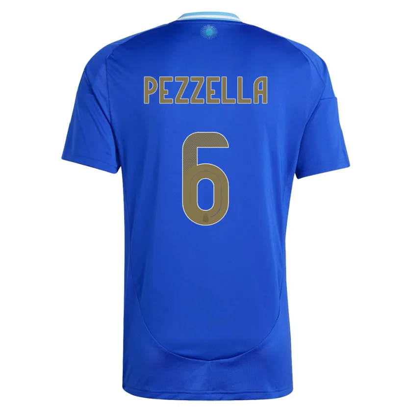 Danxen Herren Argentinien German Pezzella #6 Blau Auswärtstrikot Trikot 24-26 T-Shirt