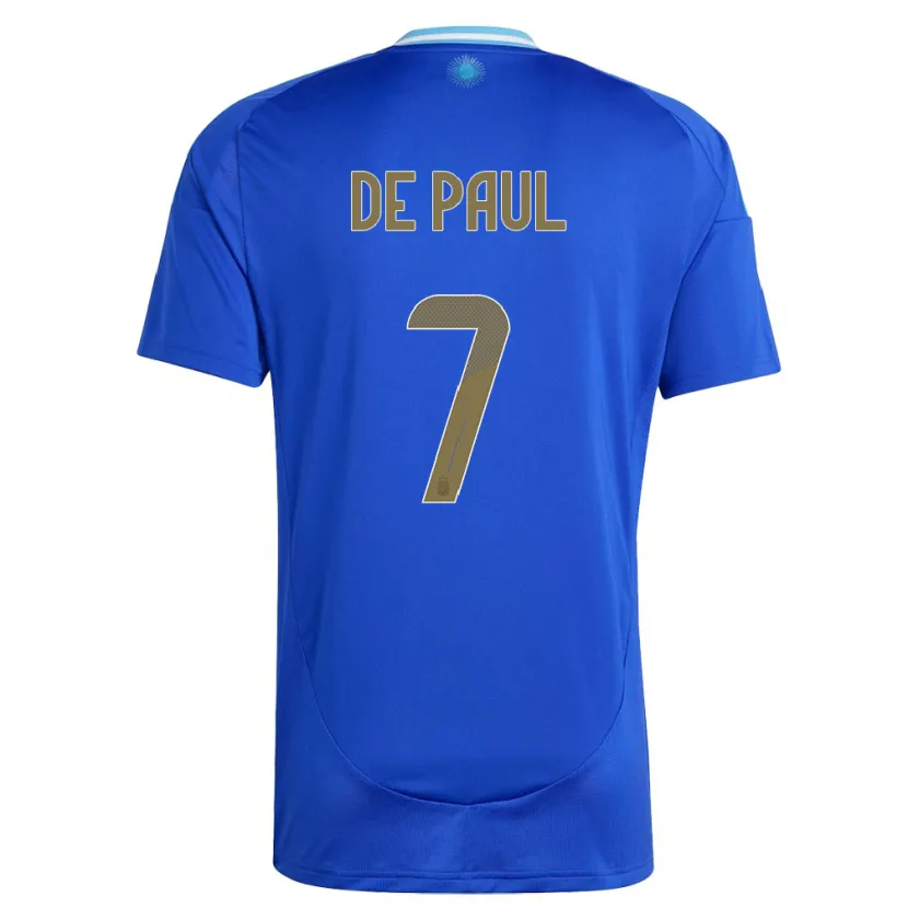 Danxen Herren Argentinien Rodrigo De Paul #7 Blau Auswärtstrikot Trikot 24-26 T-Shirt