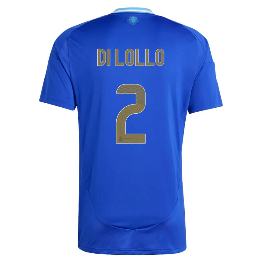 Danxen Herren Argentinien Lautaro Di Lollo #2 Blau Auswärtstrikot Trikot 24-26 T-Shirt