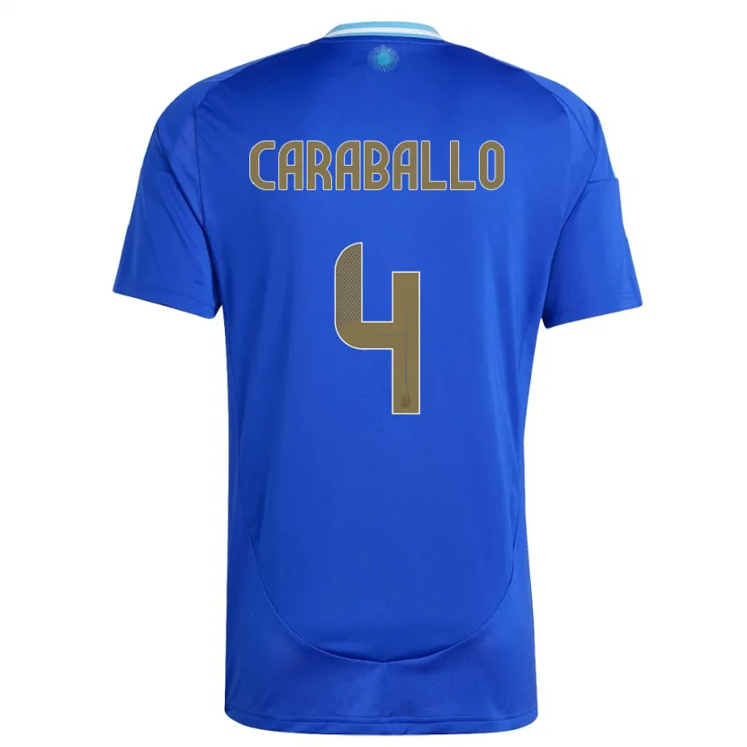 Danxen Herren Argentinien Brian Caraballo #4 Blau Auswärtstrikot Trikot 24-26 T-Shirt
