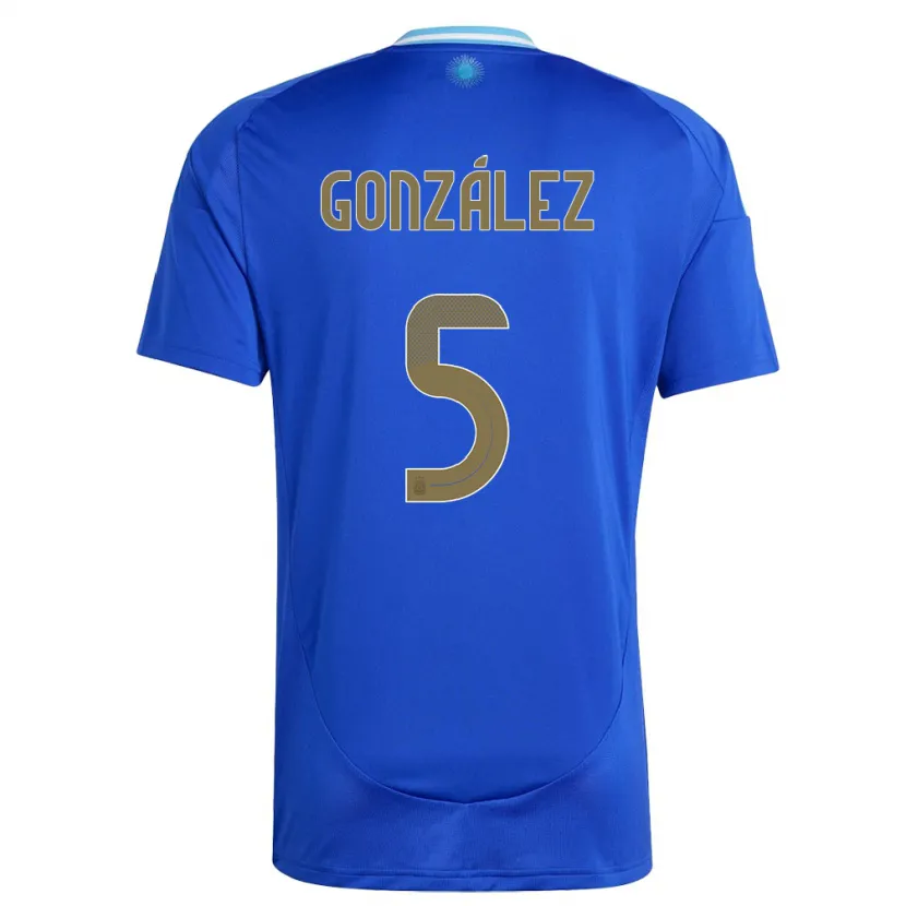 Danxen Herren Argentinien Maximiliano Gonzalez #5 Blau Auswärtstrikot Trikot 24-26 T-Shirt