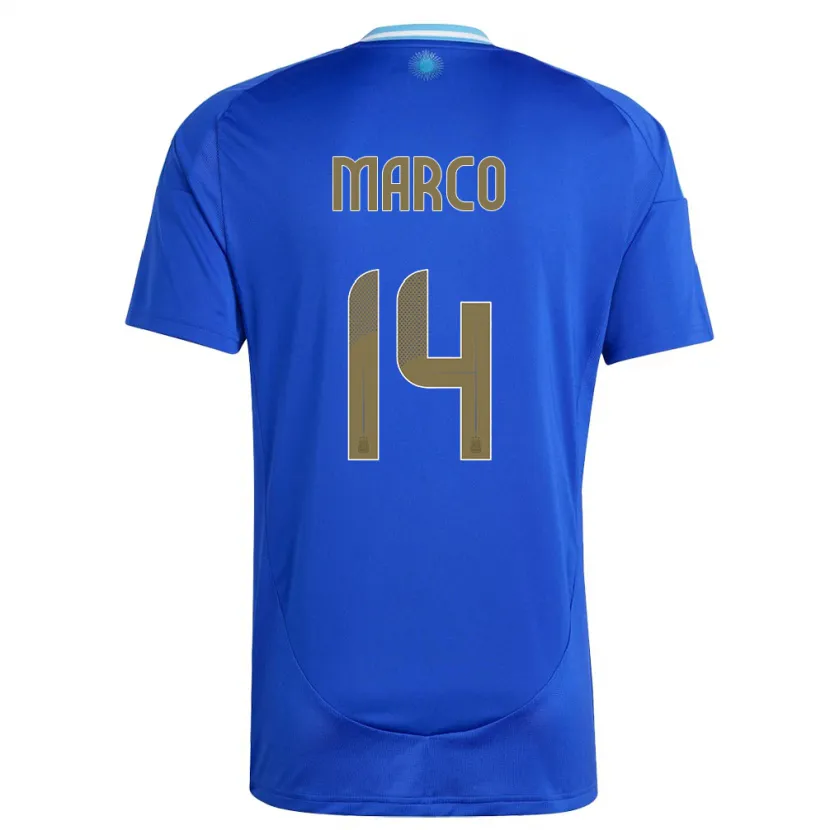 Danxen Herren Argentinien Francisco Marco #14 Blau Auswärtstrikot Trikot 24-26 T-Shirt