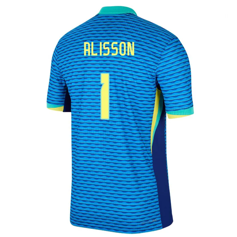Danxen Herren Brasilien Alisson #1 Blau Auswärtstrikot Trikot 24-26 T-Shirt