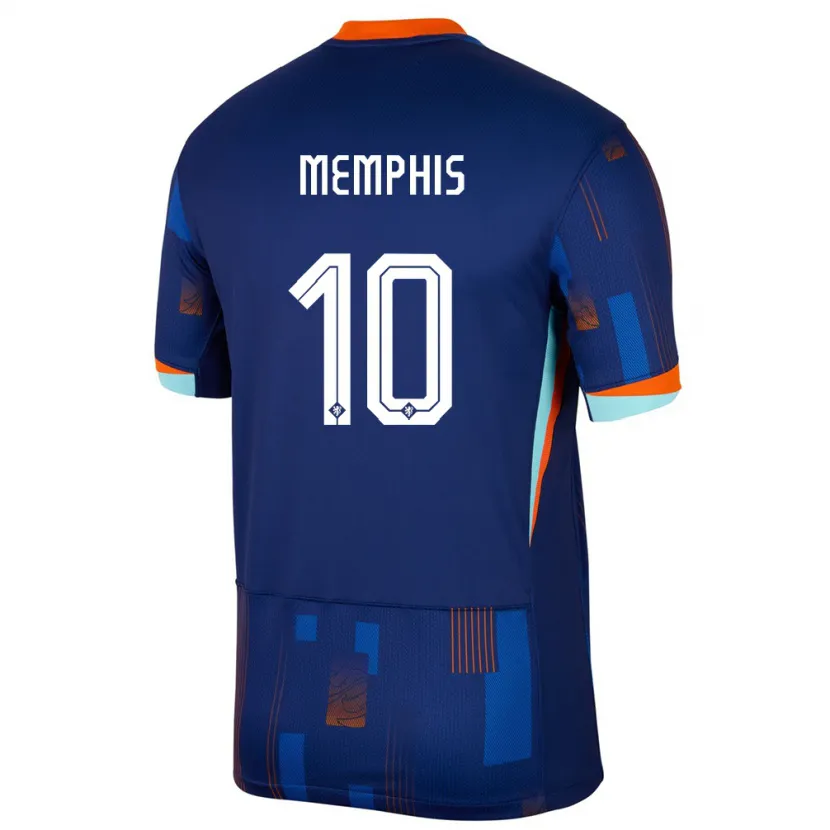 Danxen Herren Niederlande Memphis Depay #10 Blau Auswärtstrikot Trikot 24-26 T-Shirt