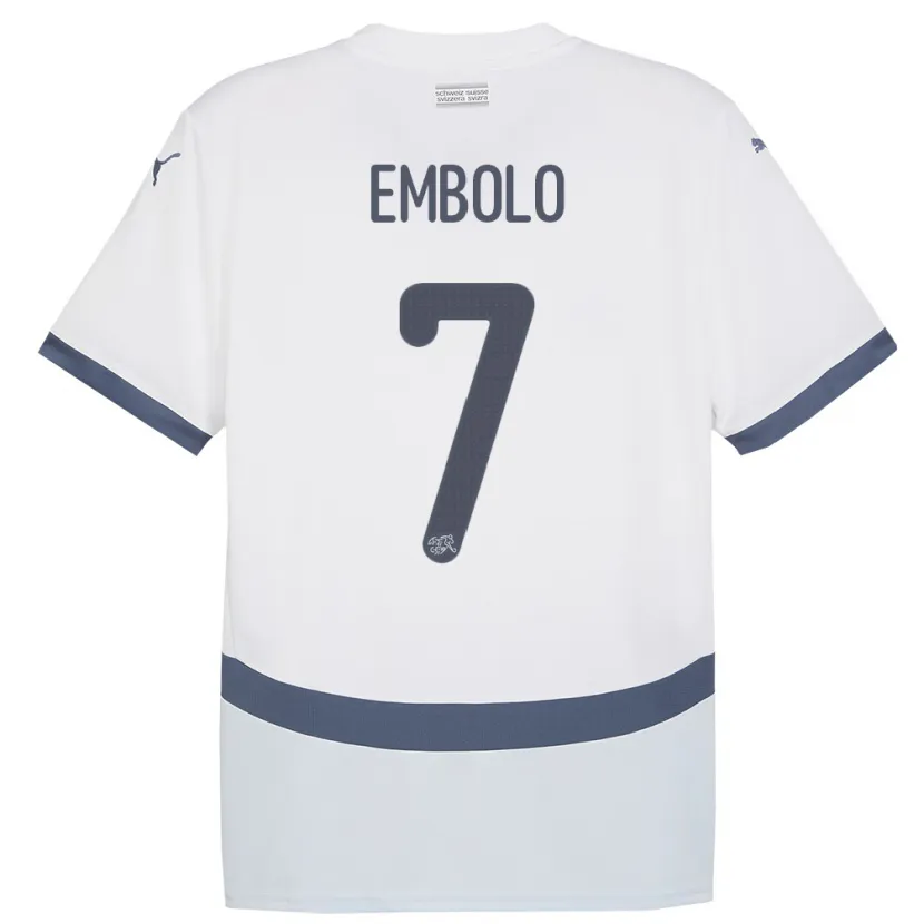 Danxen Herren Schweiz Breel Embolo #7 Weiß Auswärtstrikot Trikot 24-26 T-Shirt