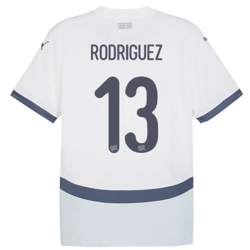 Danxen Herren Schweiz Ricardo Rodriguez #13 Weiß Auswärtstrikot Trikot 24-26 T-Shirt