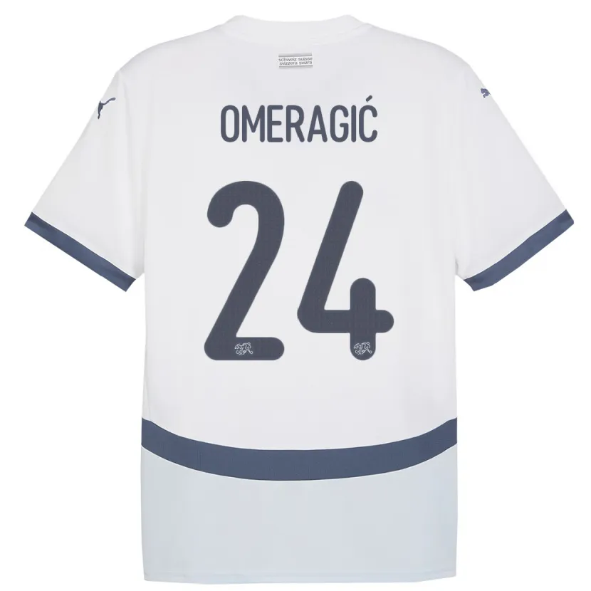 Danxen Herren Schweiz Becir Omeragic #24 Weiß Auswärtstrikot Trikot 24-26 T-Shirt