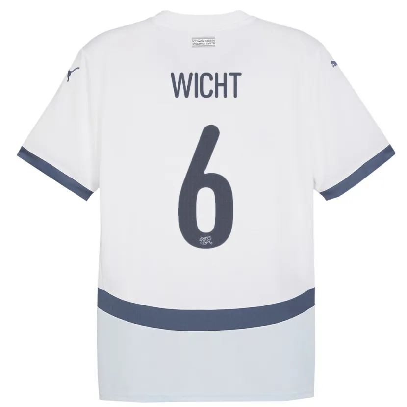 Danxen Herren Schweiz Nathan Wicht #6 Weiß Auswärtstrikot Trikot 24-26 T-Shirt