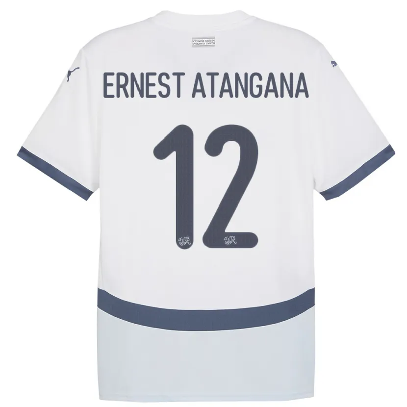 Danxen Herren Schweiz Brian Ernest Atangana #12 Weiß Auswärtstrikot Trikot 24-26 T-Shirt