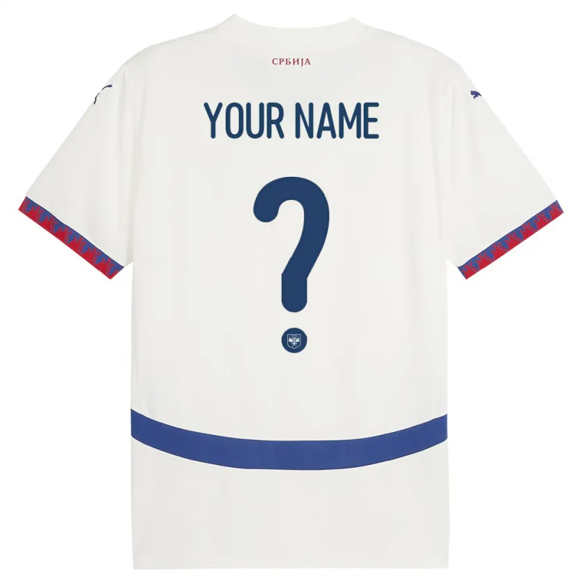 Danxen Herren Serbien Ihren Namen #0 Weiß Auswärtstrikot Trikot 24-26 T-Shirt