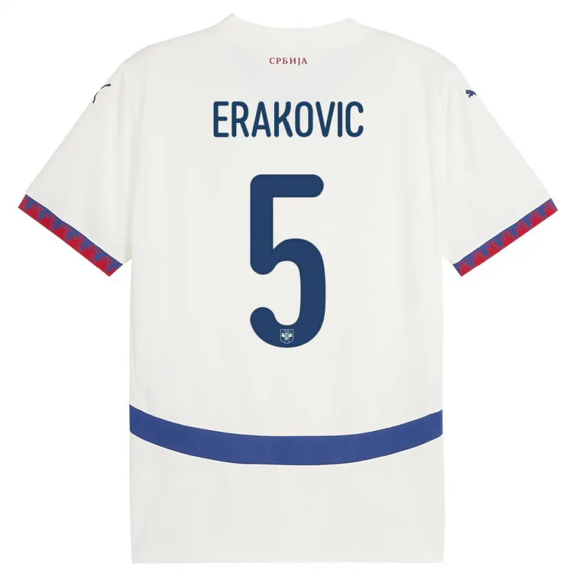 Danxen Herren Serbien Strahinja Erakovic #5 Weiß Auswärtstrikot Trikot 24-26 T-Shirt