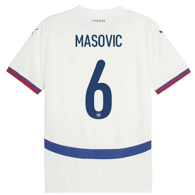 Danxen Herren Serbien Erhan Masovic #6 Weiß Auswärtstrikot Trikot 24-26 T-Shirt