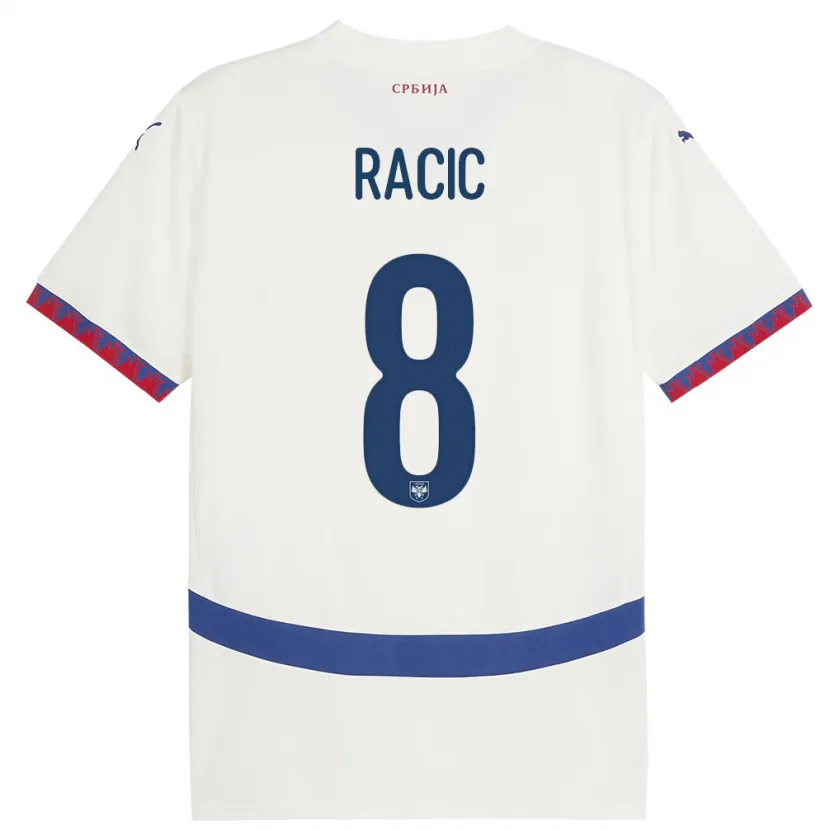 Danxen Herren Serbien Uros Racic #8 Weiß Auswärtstrikot Trikot 24-26 T-Shirt