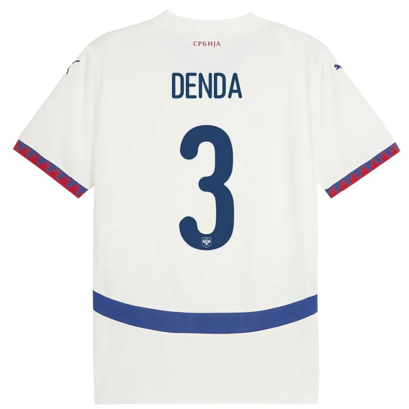 Danxen Herren Serbien Milica Denda #3 Weiß Auswärtstrikot Trikot 24-26 T-Shirt