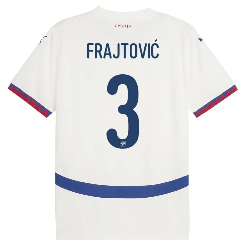 Danxen Herren Serbien Andela Frajtovic #3 Weiß Auswärtstrikot Trikot 24-26 T-Shirt