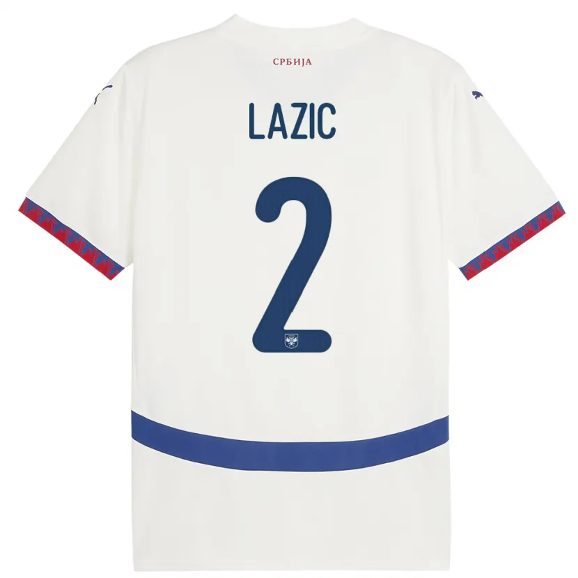 Danxen Herren Serbien Uros Lazic #2 Weiß Auswärtstrikot Trikot 24-26 T-Shirt