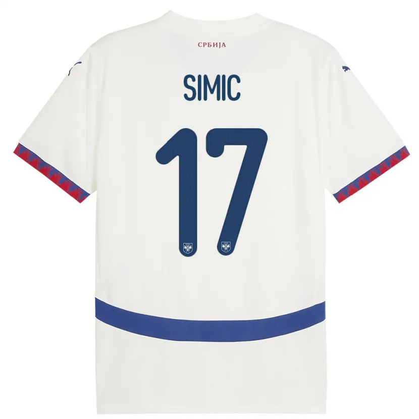 Danxen Herren Serbien Jan Carlo Simic #17 Weiß Auswärtstrikot Trikot 24-26 T-Shirt