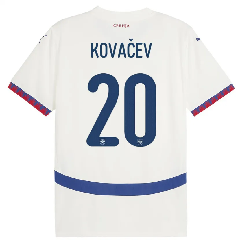 Danxen Herren Serbien Milan Kovacev #20 Weiß Auswärtstrikot Trikot 24-26 T-Shirt