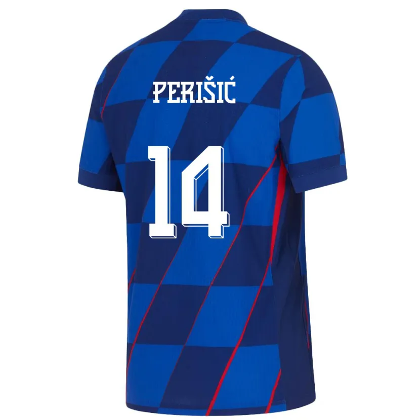 Danxen Herren Kroatien Ivan Perisic #14 Blau Auswärtstrikot Trikot 24-26 T-Shirt