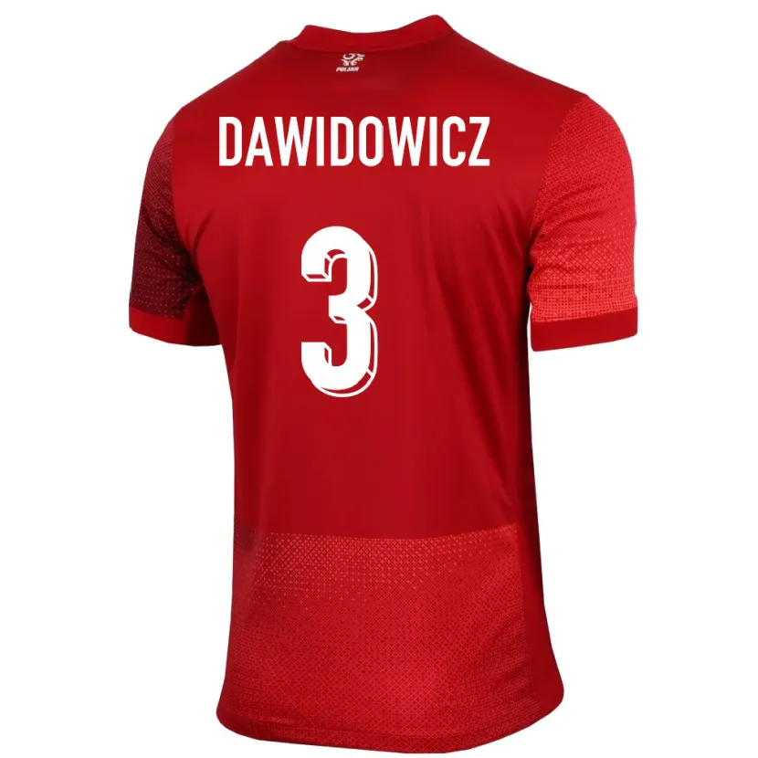 Danxen Herren Polen Pawel Dawidowicz #3 Rot Auswärtstrikot Trikot 24-26 T-Shirt