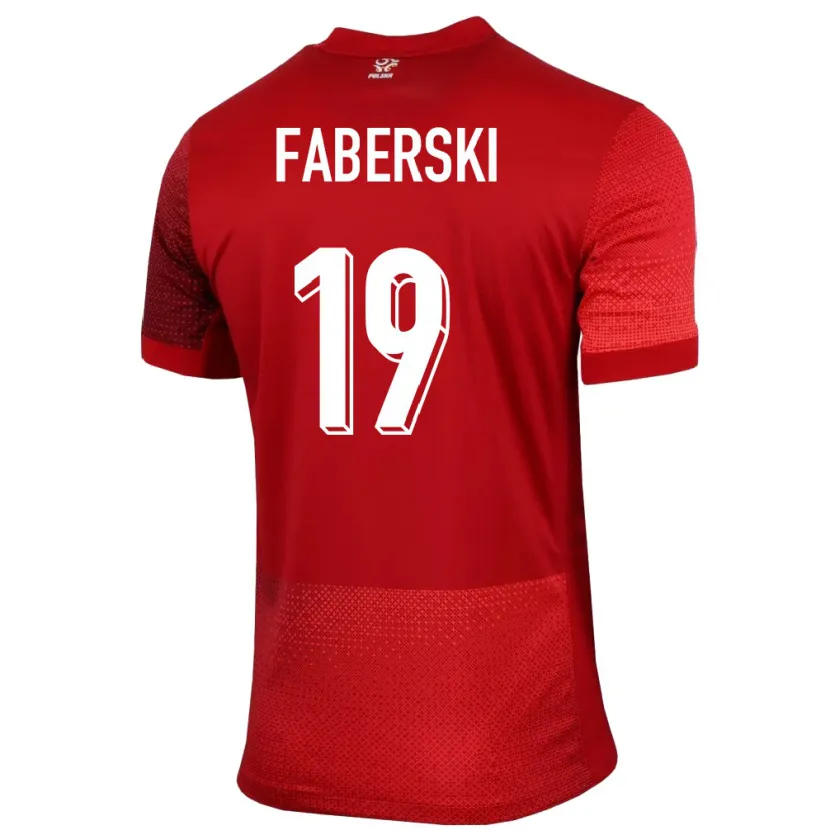 Danxen Herren Polen Jan Faberski #19 Rot Auswärtstrikot Trikot 24-26 T-Shirt