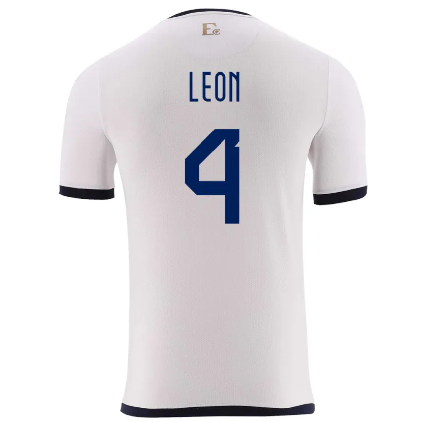 Danxen Herren Ecuador Fernando Leon #4 Weiß Auswärtstrikot Trikot 24-26 T-Shirt