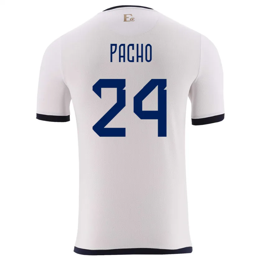Danxen Herren Ecuador William Pacho #24 Weiß Auswärtstrikot Trikot 24-26 T-Shirt