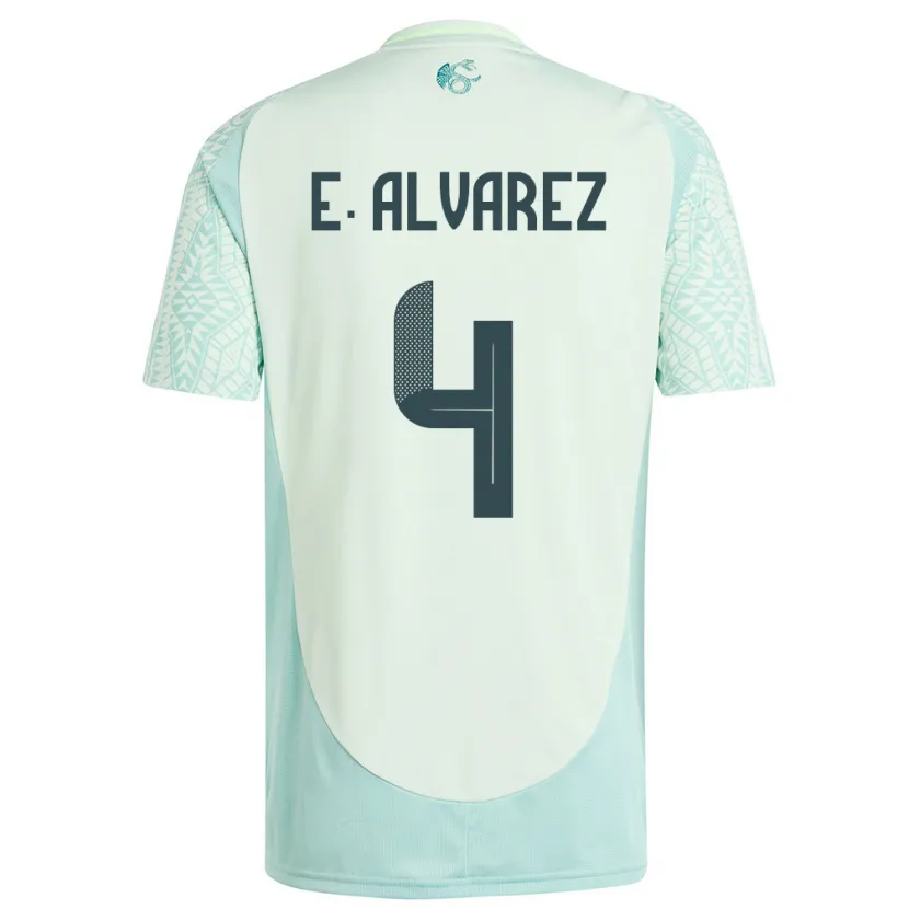 Danxen Herren Mexiko Edson Alvarez #4 Leinengrün Auswärtstrikot Trikot 24-26 T-Shirt