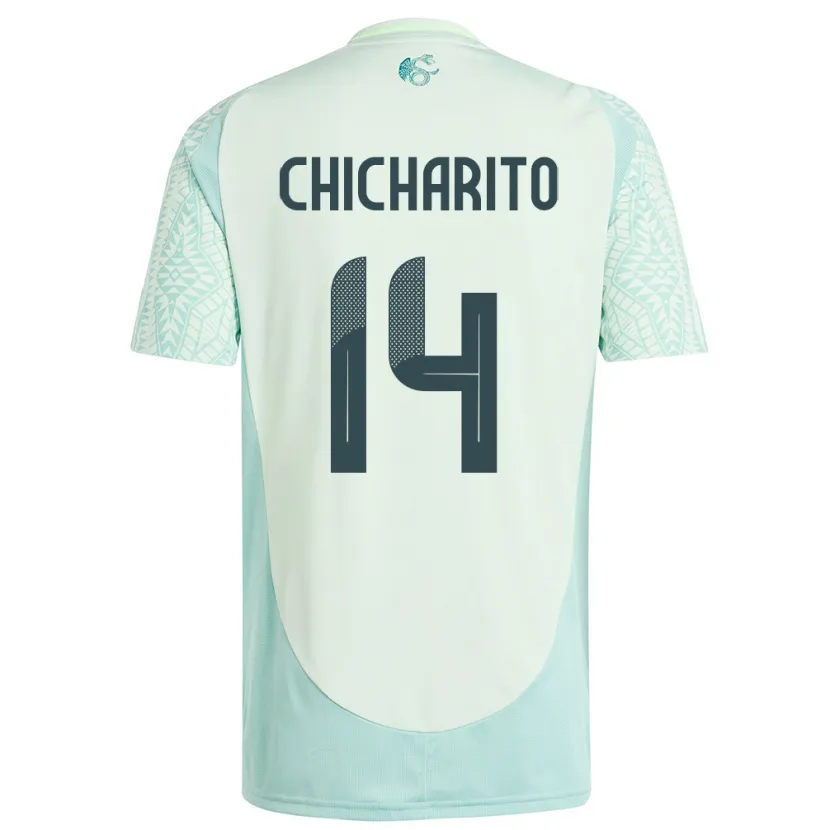 Danxen Herren Mexiko Chicharito #14 Leinengrün Auswärtstrikot Trikot 24-26 T-Shirt