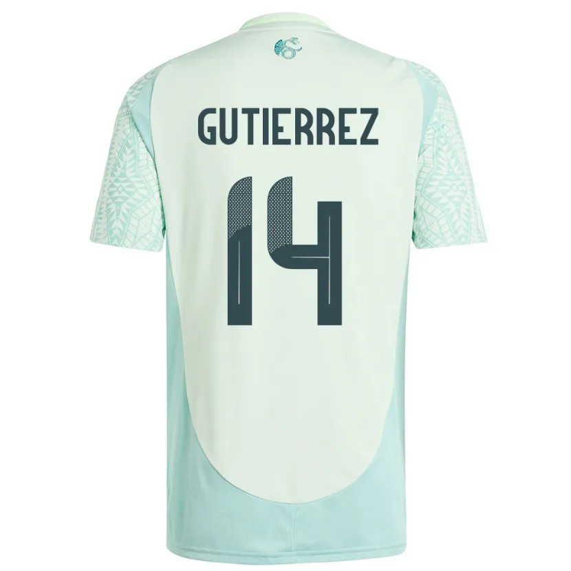 Danxen Herren Mexiko Erick Gutierrez #14 Leinengrün Auswärtstrikot Trikot 24-26 T-Shirt