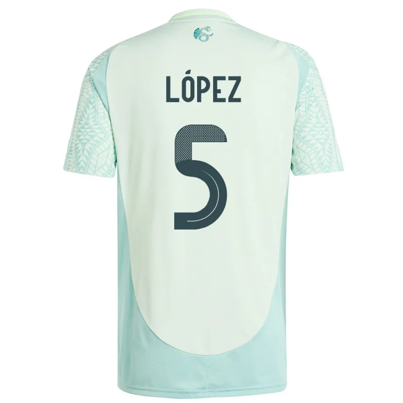 Danxen Herren Mexiko Jimena Lopez #5 Leinengrün Auswärtstrikot Trikot 24-26 T-Shirt