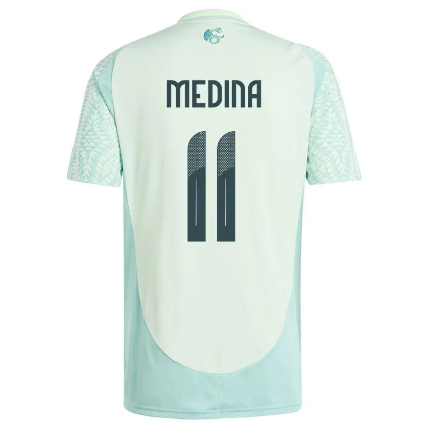 Danxen Herren Mexiko Diego Medina #11 Leinengrün Auswärtstrikot Trikot 24-26 T-Shirt