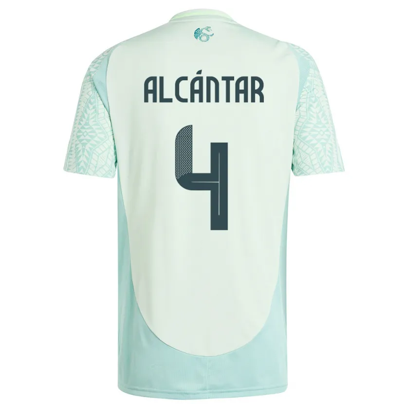 Danxen Herren Mexiko Jesus Alcantar #4 Leinengrün Auswärtstrikot Trikot 24-26 T-Shirt