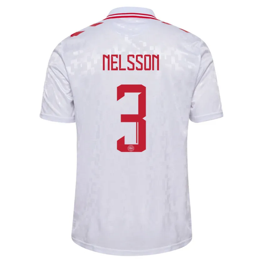 Danxen Herren Dänemark Victor Nelsson #3 Weiß Auswärtstrikot Trikot 24-26 T-Shirt