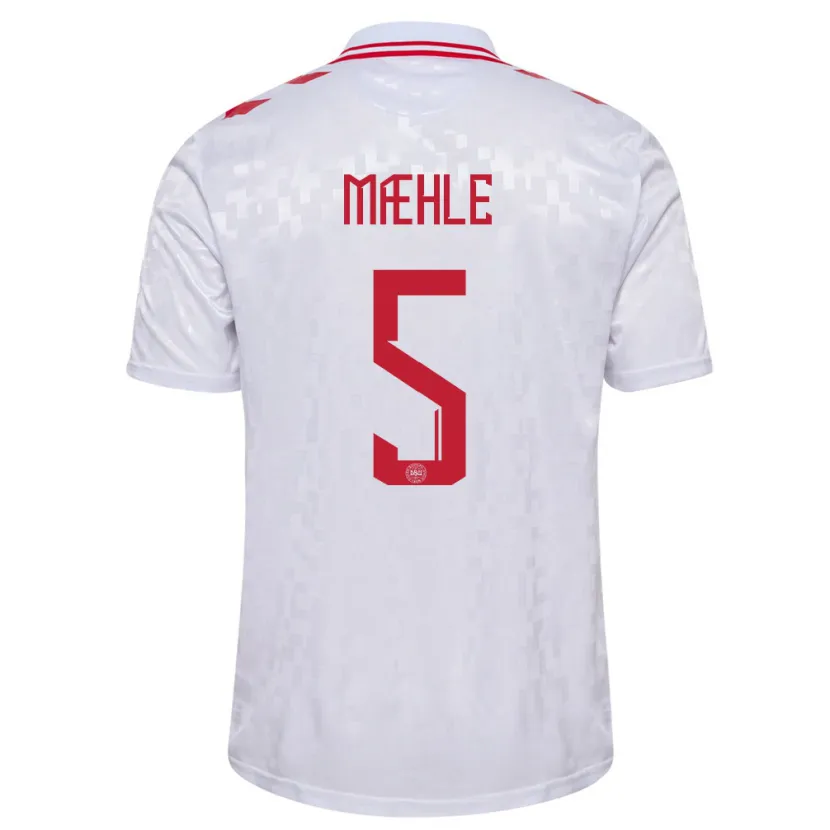 Danxen Herren Dänemark Joakim Maehle #5 Weiß Auswärtstrikot Trikot 24-26 T-Shirt
