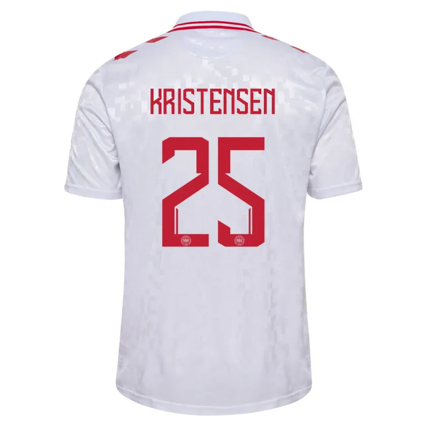 Danxen Herren Dänemark Rasmus Kristensen #25 Weiß Auswärtstrikot Trikot 24-26 T-Shirt